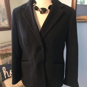 Talbots Tweed Jacket With Pockets Dark Grey Size 8